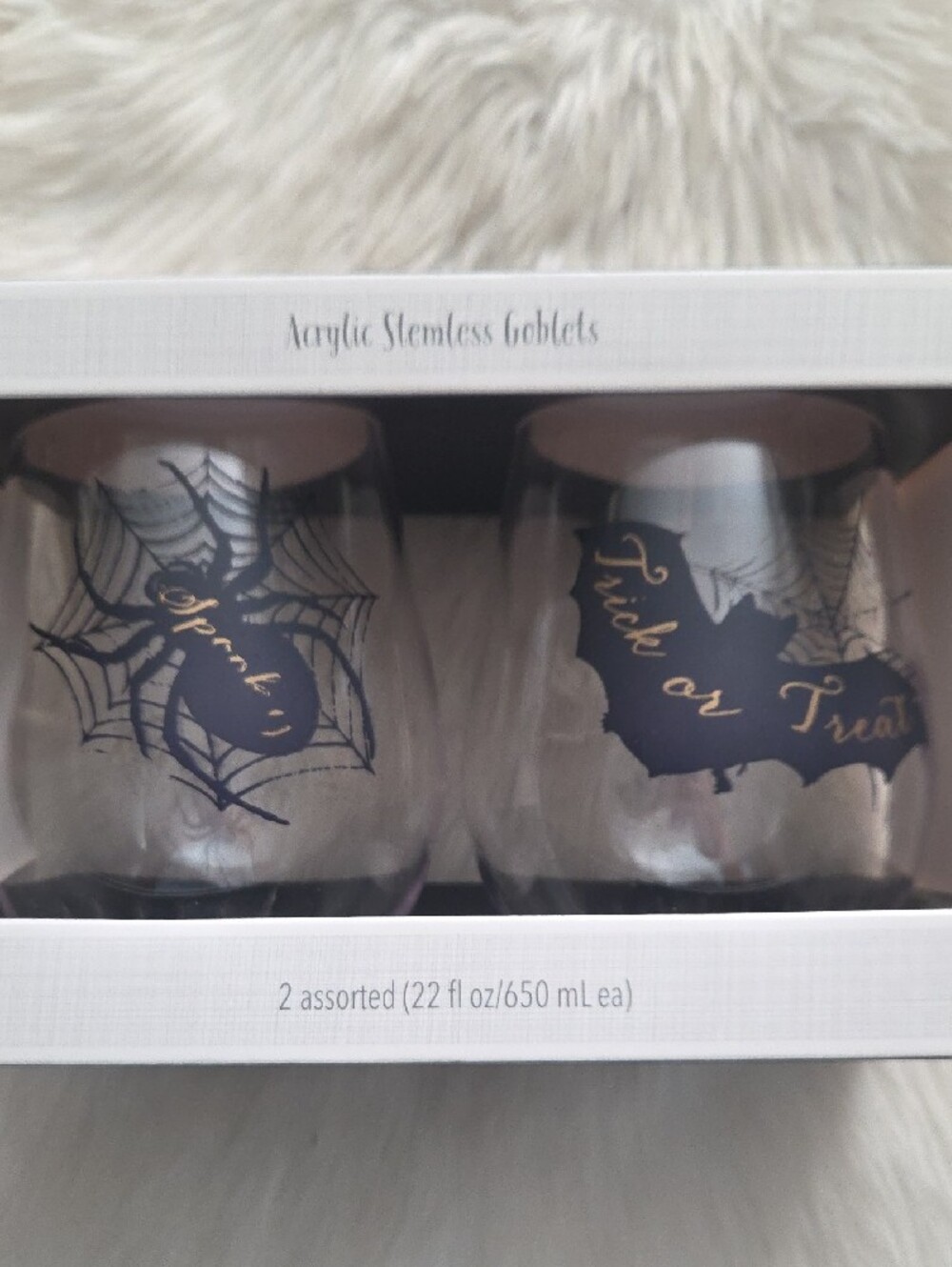 NEW Halloween Acrylic Stemless Goblets Glasses And Spreaders - Picture 2 of 6
